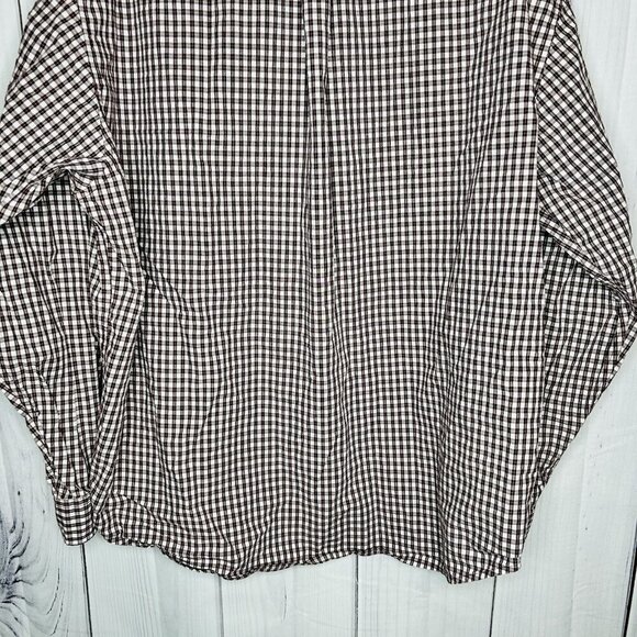 Eddie Bauer Button Down Shirt Sz XXL Maroon White Check Pattern Long Sleeve - Picture 7 of 7